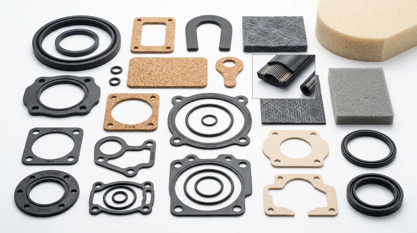 Maßgefertigte Dichtungsringe, Stanzteile und Zuschnitte aus Elastomer-, Kork- und Zellulosematerialien